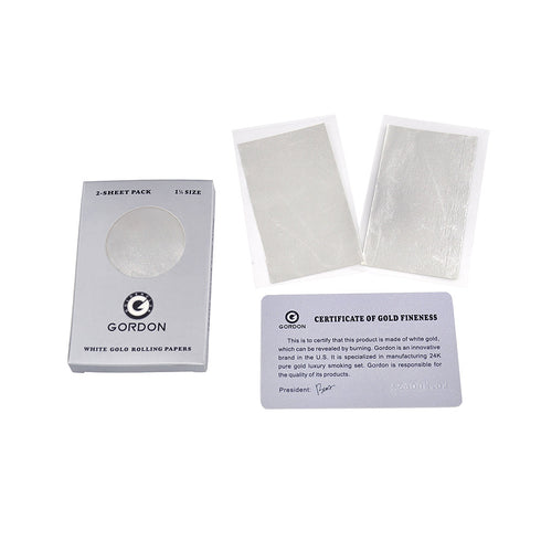 GORDON 24K White Gold Rolling Papers, 1 1/4 Size Organic Rolling Paper, 2 PCS / Pack 12 Packs / Box